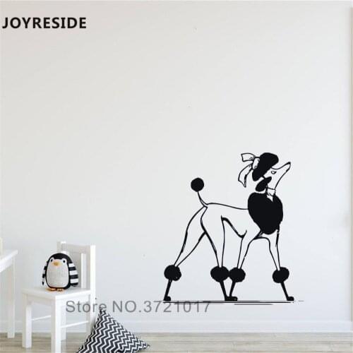 JOYRESIDE Poodle Cute Wall Decal Pet Animal Wall Sticker Dog Puppy Vinyl Decor Home Baby Kids Bedroom Decor Interior Design A915