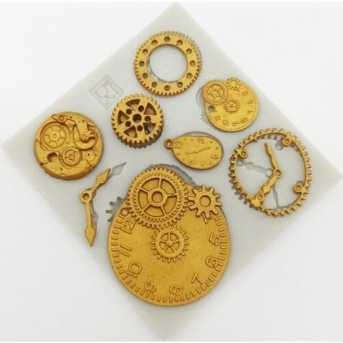 Minsunbak Gear Clock Silicone Mold Chocolate Fondant Tool Sugarcraft Kitchen Baking Accessories
