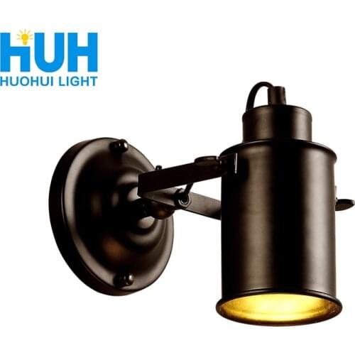 Wall Lamp American Retro Country Loft Style E27 Lamp Head lamps Industrial Vintage Iron wall light for Cafe Bar Home Lighting