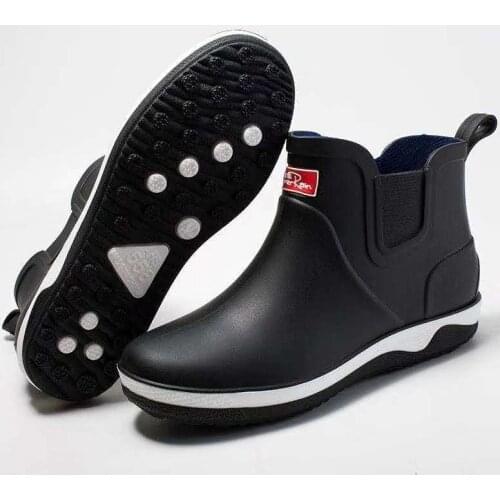 Rainshoes Mens Waterproof Rain Boots Non-Slip Rubber Boots Chef Shoes Removable Velvet Cover Four Seasons Work Rubber Shoes