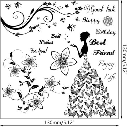 2021 New Flowers Butterfly DIY Silicone Clear Stamp Seal Scrapbook Embossing Album Decor