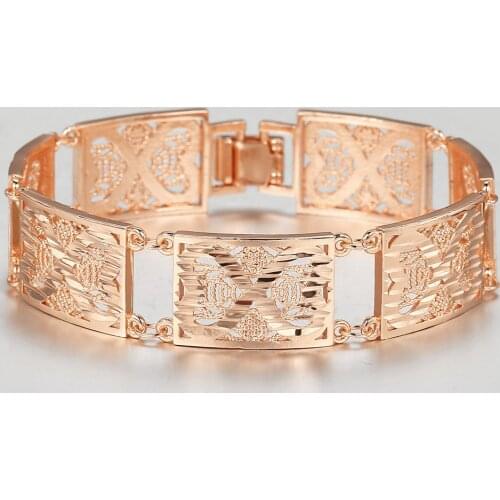 New Big 16mm Bangle for Women Girls 585 Rose Gold Vine Patterned Chain Wristband Wedding Party Fashion Jewelry Gifts HCB61