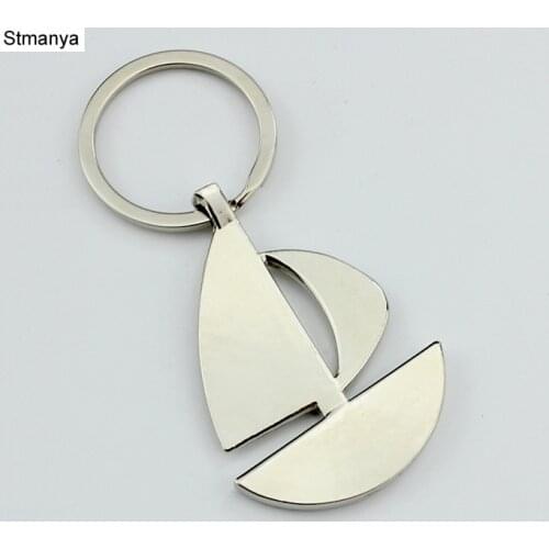 New Double sail boat Metal Keychain Ring Keyring Key Chain Lover Romantic New For Christmas and Birthday Gift #17141