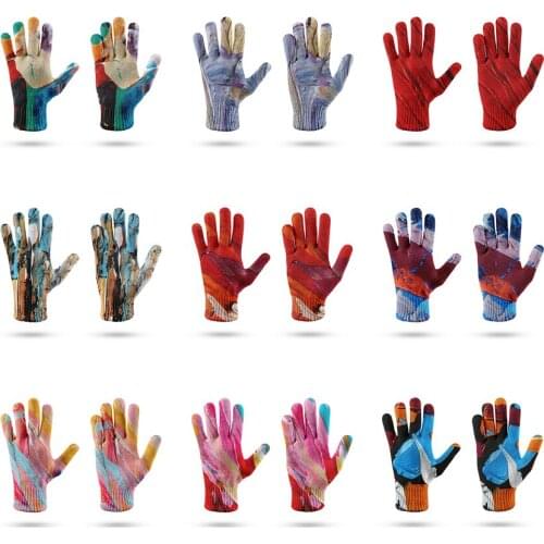 3D Oil Painting Knitted Gloves Soft Warm Mitten Elegant All Match Women Glove Autumn Winter Ladies Knitting Touch Screen Glove