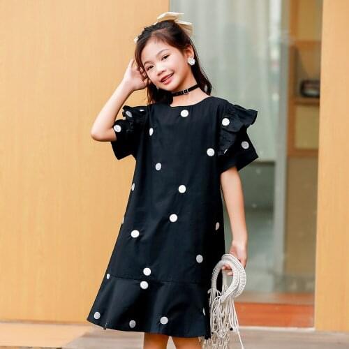 Big girls dresses New 2021 Fashion Summer childrens clothing for girl Dot Dress Kids Simple costume little girls Princess Dress