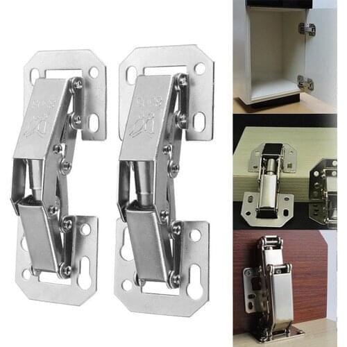 Practical 90 Degree Cabinet Hinges 3 Inch No-Drilling Hole Bridge Shaped Spring Hinge Cupboard Door Hardware With Screw#288741