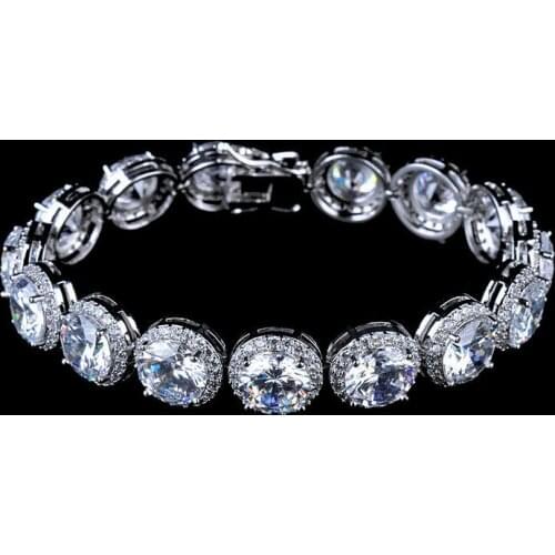 Luxury CZ Pave Bracelet Fashion White Gold Color Cubic Zirconia Bracelets Bangles For Women Accessories GLS0485