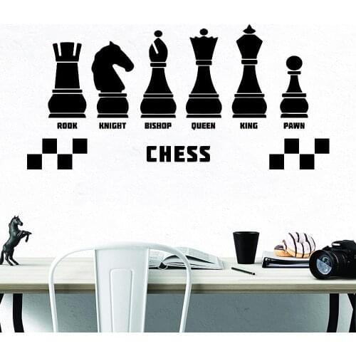 Chess Wall Stickers Removable Home Decor Club Intellectual Game Vinyl Teen Room Wall Decal Fashion Classroom Decoration Y635