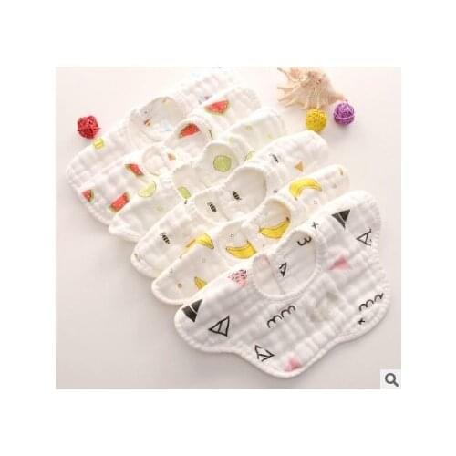 8-layer cotton gauze 360 rotating petal bib rice bowl infant baby cotton saliva towel 28cm*29cm