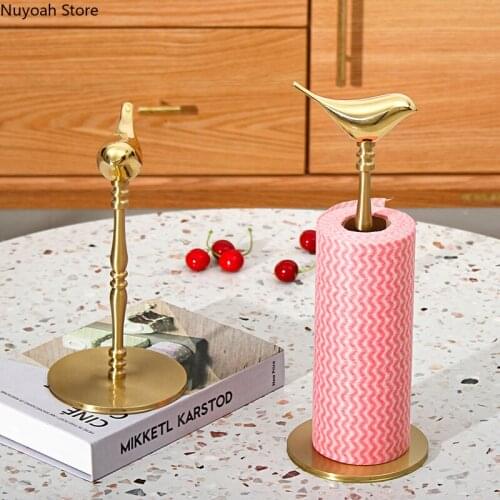 Light Luxury Brass Paper Towel Rack Nordic Gold Solid Dining Table Paper Towel Storage Rack Simple Kitchen Roll Paper Holder
