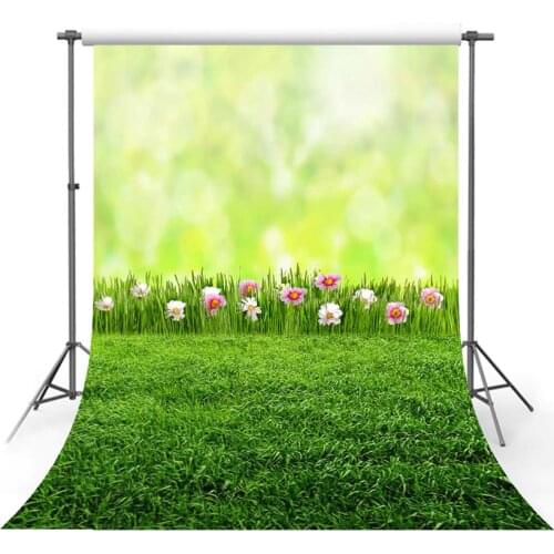 Vinyl Photography Backgrounds Spring Season Lawn Pink Flower Floral Nature Scenery Children Backdrop for Photo Studio