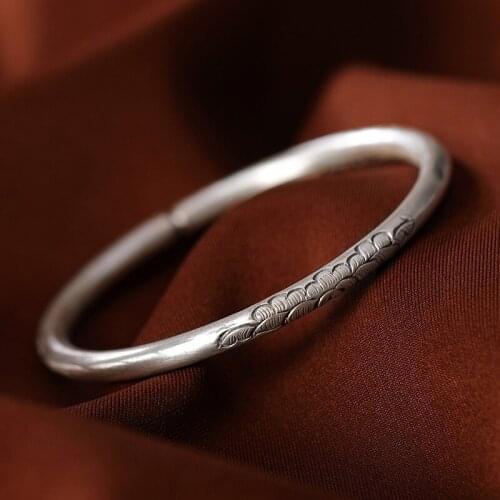 ★silver bracelet womens simple temperament solid net red hand jewelry 999 pure silver peony small crowd Bracelet Gift