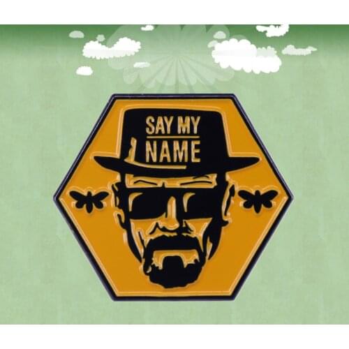 Walter White Bryan Cranston Scarface Vince Gilligan TV show Beard Sunglasses Punk Man Bee Hexagon Cowboy Lapel Badge Brooch Pin