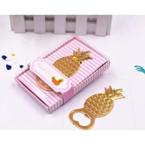100pcs/lot Fast shipping Wedding Favors Party Favors Gift Gold Pineapple Bottle Opener SN1946
