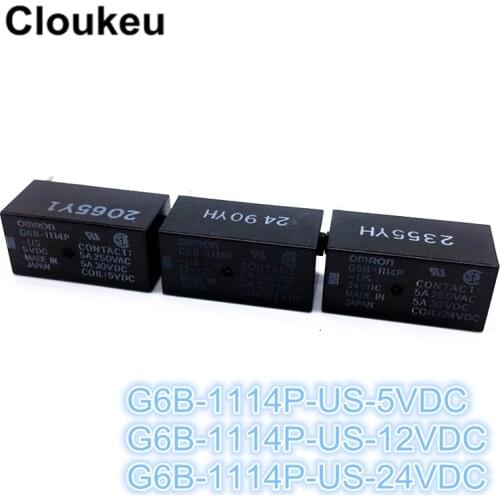 100Pcs Relay DIP4 G6B-1114P-US-5VDC G6B-1114P-US-12VDC G6B-1114P-US-24VDC