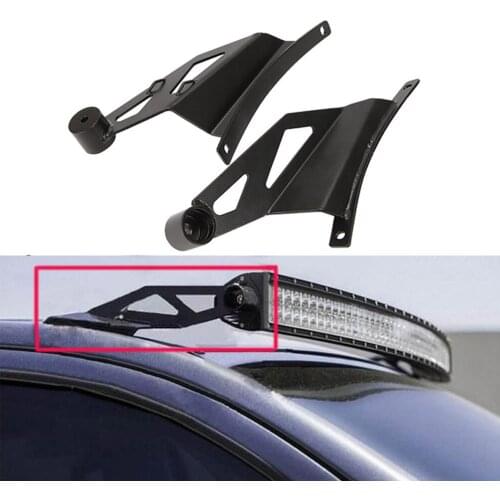 2 Pcs Upper Windsheld 50" Curved Light Bar Mount Brackets Solid Steel Work Light Bar Mounting Kit for Ford F150 2009-2014