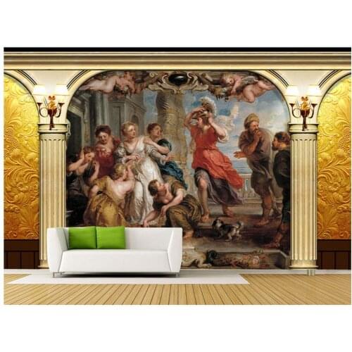 3D wall murals wallpaper custom picture mural 3d European oil painting palace figures Roman column background wall murals decor
