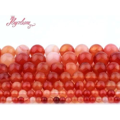 6/8/10/12mm Natural Carnelian Aagtes Smooth Round Beads Stone Beads Loose For DIY Bracelet Necklace Jewelry Making Strand 15"
