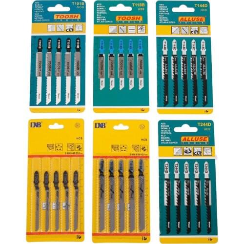 60pcs HCS T-shank Jigsaw Blade Curve Wood Plastic Cutting Tool Kits T118A T118B T101AO T101B T101BR T144 T244 Jig Saw Blades