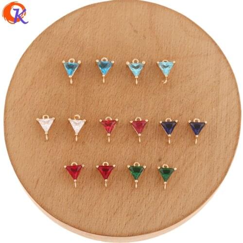 Cordial Design 100Pcs 8*11MM Jewelry Accessories/Crystal Earring Connectors/Triangle Shape/Hand Made/Earring Findings/DIY Making