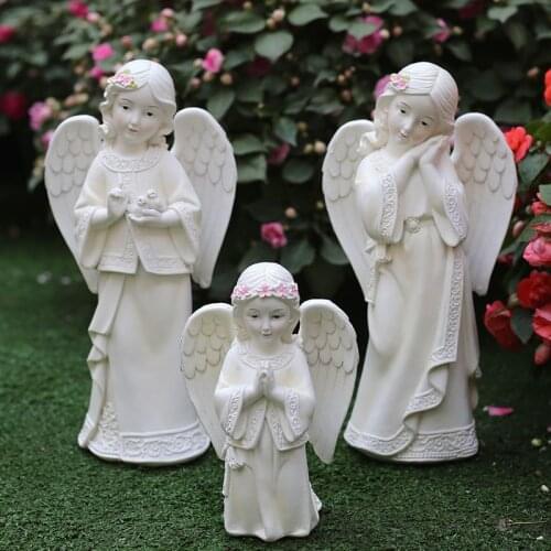 American Courtyard Girl Figure Resin Angel Ornaments Fairy Garden Accessories Crafts Outdoor Villa Balcony Statue Decoration Art