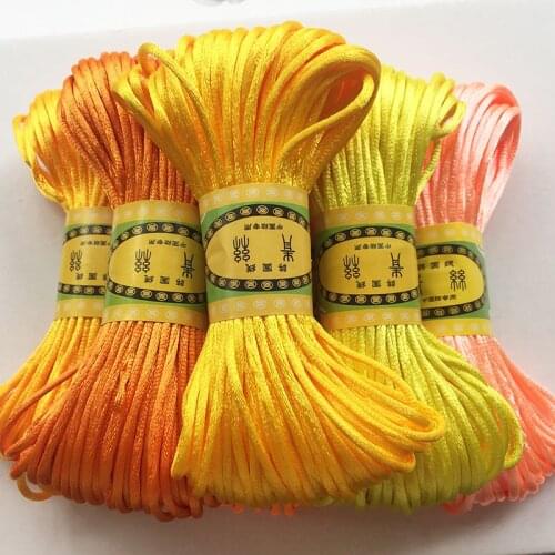 20 Meters Rattail Satin Cord Yellow Orange Nylon Macrame Beading String 2.5mm Knitting Rope Chinese Knot Cord RATTAIL Thread