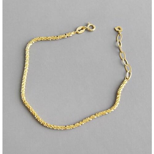 1pc 2.2MM Authentic pure silver925 White/Golds Starry Sky Chian Bracelet fine jewelry 15.5cm+3cm TLS200