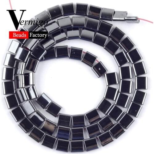 Natural Black Square Cube Hematite Stone Beads For Jewelry Making DIY Necklace Bracelet Loose Beads 5*2mm 5*5mm 6*4mm 6*6mm 15"