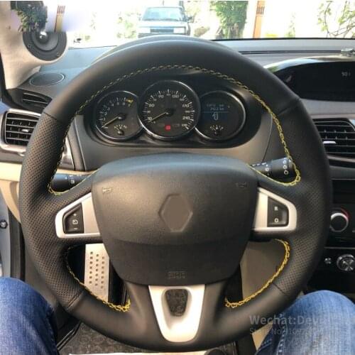 Black Artificial Leather Steering Wheel Cover for Renault Megane 3 2009-2014 Scenic 2010-2015 Fluence ZE 2009-2016 Auto interior