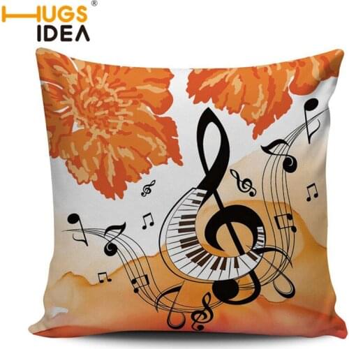 HUGSIDEA 3D Flowers Music Note Pillow Cover Home Decor Cushions Custom Throw pillows 45*45CM Pillow Case Decorative Almoha