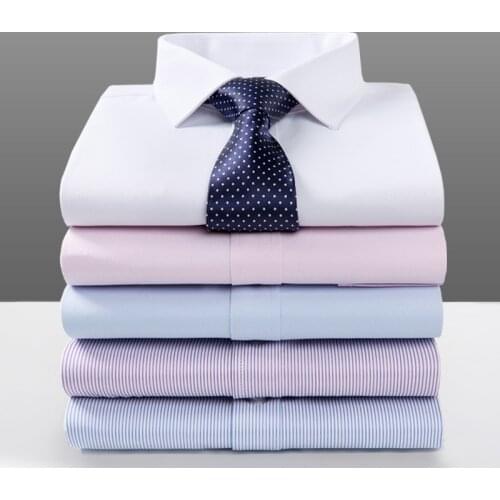 Formal Shirts For Men Summer Slim Fit Short Sleeve Mens Shirt Korean Fashion Clothing Anti-wrinkle Smart Business Dress Shirts