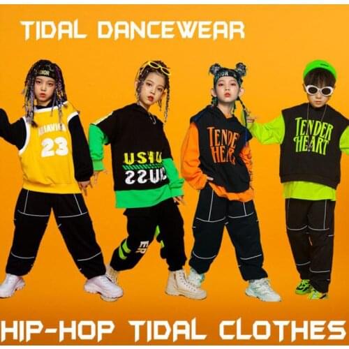 Kids Fashion Ballroom Hip Hop dancing Outfits Sweatshirt Cargo dancing pants Jazz Dance Wear Costumes Clothes For Boys Girls