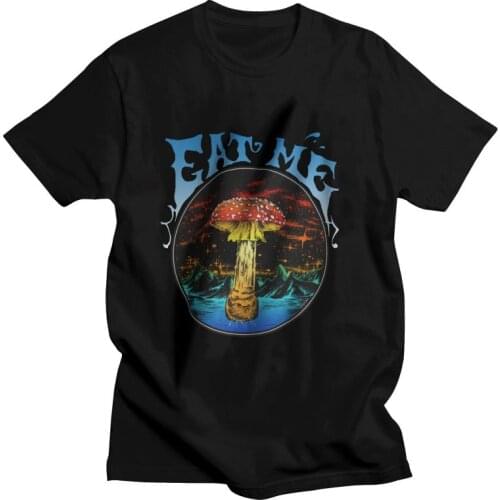 Eat Me T-shirt Men Streetwear T Shirt Short Sleeve Psychedelic Mushrooms Tshirts 100% Cotton Tee Tops Clothes