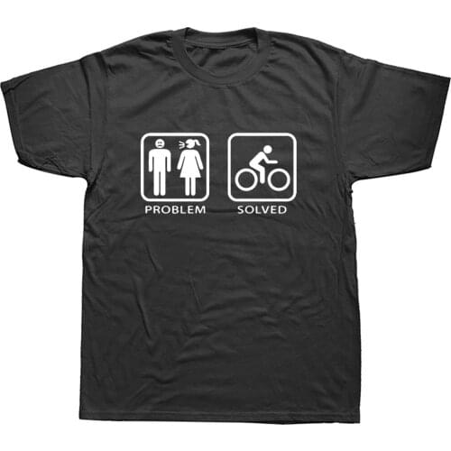New Summer Style Problem Solved Funny Bike Bicycle Cycling T Shirt Men Casual Short Sleeve Superbike Racer Road T-shirt