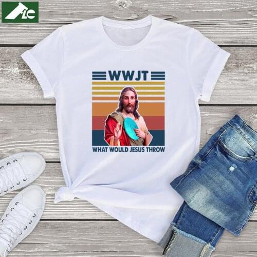 100 cotton Jesus t shirt women Christian mens tops What Would Jesus Throw vintage womens shirts girl 90s female tee blouses 3xl