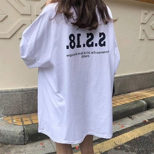 T-shirt Women Short Sleeve Oversize Loose T-shirt Letter Tops Womens Streetwear Harajuku Student All-match Tee Female Clothing