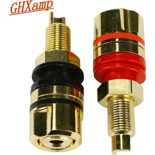 GHXAMP Speaker Terminal Amplifier Binding Post Red Black Connector New M8 Banana Speaker Plug Jack Pure Copper Good Quality 2pcs