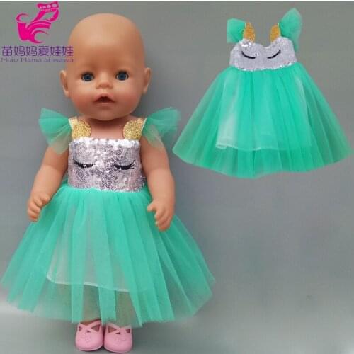 17 Inch Baby Doll Lace Dress Fit for 18 Inch Girl Doll Outwear Unicorn Skirt for Baby Toys Wear Children Gift