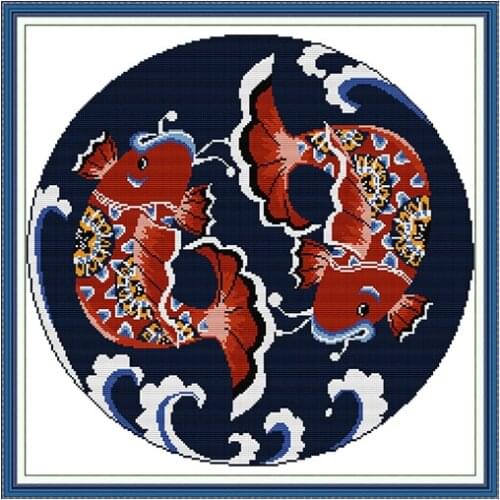 Cross Stitch kit Chinese Style Series Auspicious Carp Embroidery Set Home Living Room Decoration