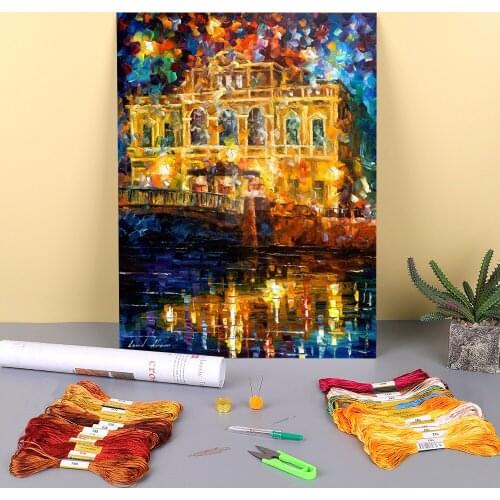 Windows With Memories Pre-Printed 11CT Cross Stitch Embroidery Set DMC Threads Sewing Hobby Painting Handiwork Magic Needle