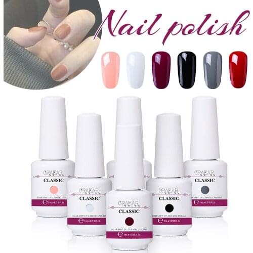CNail Polish Set 10 Sets Different Colors 6pcs/Set Solid Color 8ML UV Nail Gel Polish Top Coat Base Coat Fake nails For nails