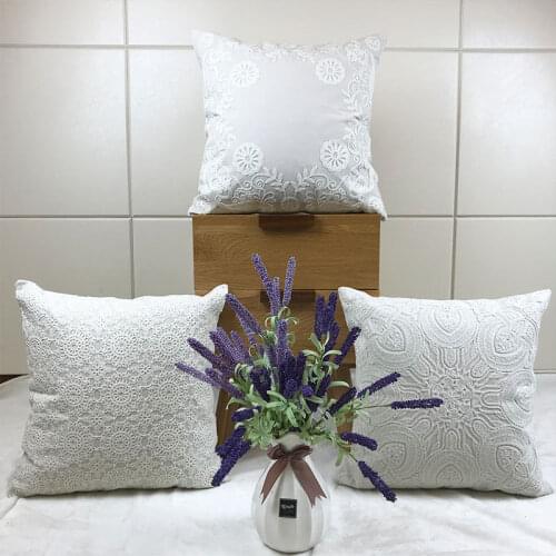 DUNXDECO Cushion Cover Decorative Pillow Case Modern Simple Nordic Flora Cotton Thread Embroidery Nordic Home Sofa Chair Deco