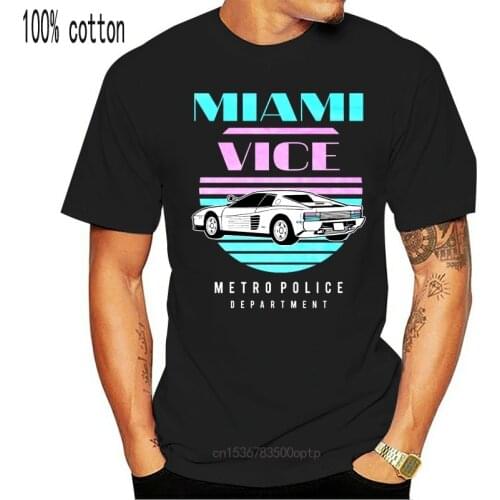 New Miami Vice Herren T-Shirt Schwarz Neu Fun Kult Tubbs Crocket Loose Black Men T Shirts Homme Tees Basic Tops