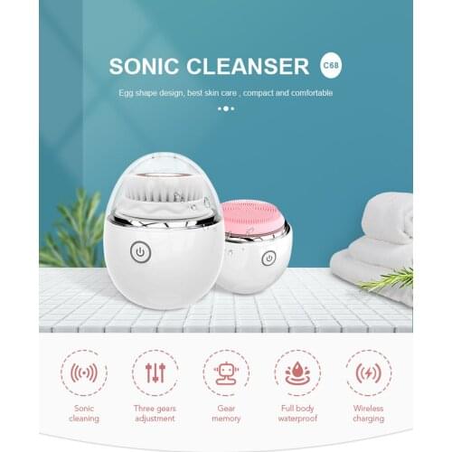 New Facial Cleansing Brush Sonic Vibration Brush Electric Facial Massager Silicone Brush Cleaner Smart Wireless Deep Pore