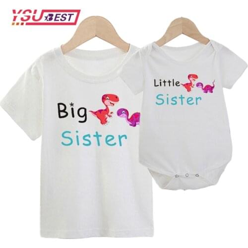 Mommy and Me Clothes Family Matching Outfits Big Sister Little Sister Matching Shirts Personalized Dinosaur Tops Short Sleeve