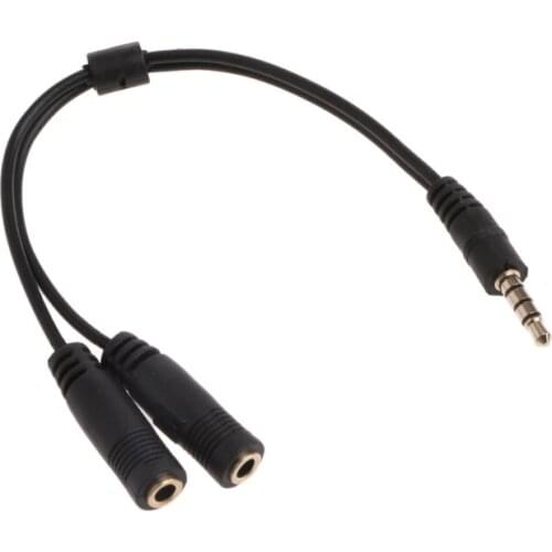 3.5mm Stereo Audio 1 Male To 2 Female Jack Earphone/Mic Y Splitter Adapter Cable