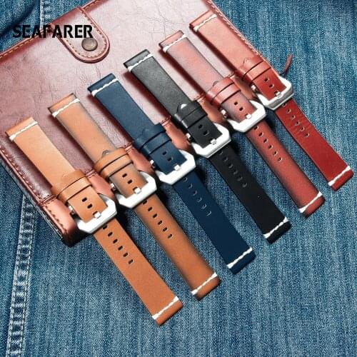 Watchbands Genuine Leather Watch Band Strap18mm 20mm 22mm 24mm Black Brown Blue Yellow Women Men Cowhide Bracelet Accessories