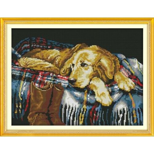Needlework,DIY Cross stitch,Sets For Embroidery kits, A faithful friend dog animal Pattern Cross-Stitch painting home decor