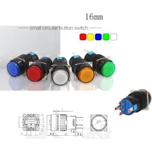 5 PCS Self Lock/Momentary NO NC LED Illuminated Light Round Small Circular Pushbutton Switch 3/5/8 Pins DC 6/12/24/220V