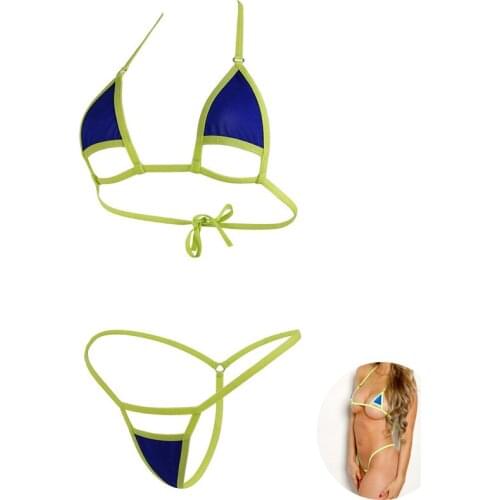 Sexy Mini Micro Bikini Set Women Two Piece Swimsuit Bathing Low Waist Brazilian Triangle Swimwear Beach Sunbath Lingerie Set